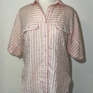Vintage ‘Laura Mae’ Striped Pink and White Button-Up Shirt